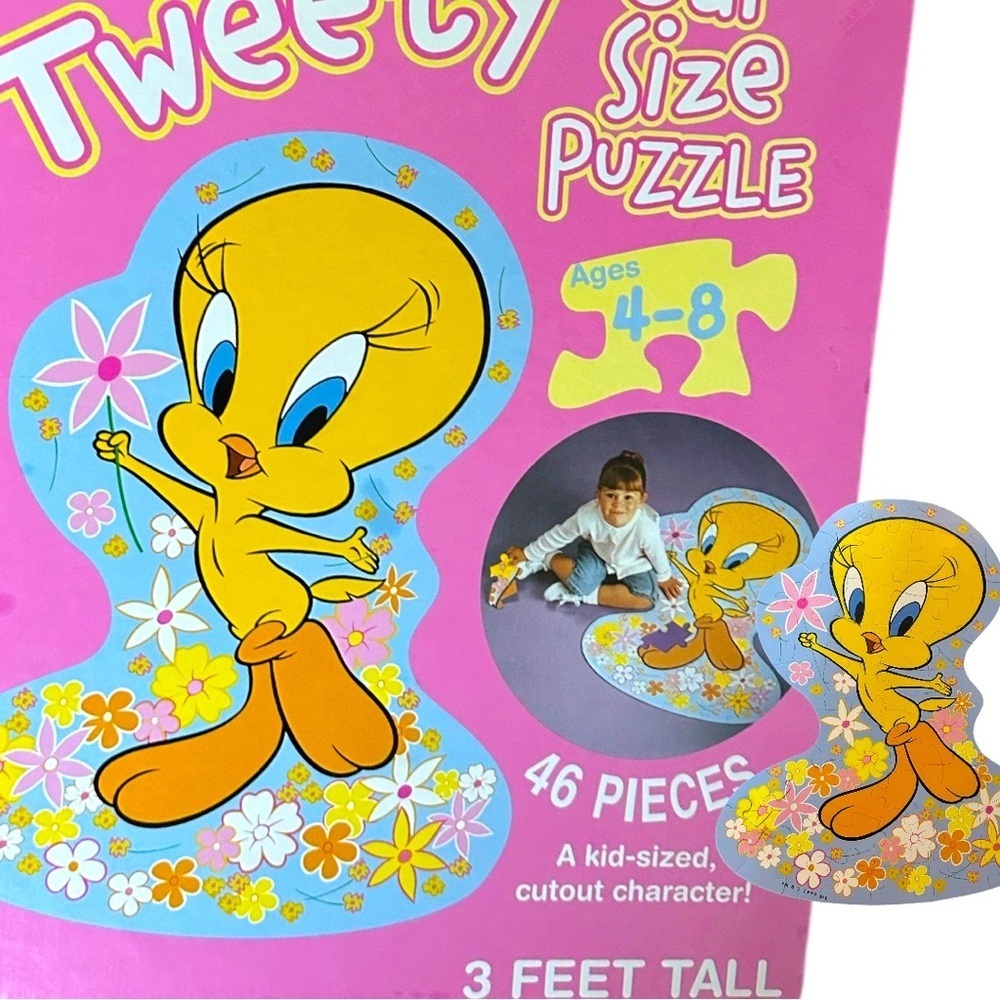 Vintage 90s Looney Tunes Tweety Bird Puzzle 3 FOOT Tall Life Size Puzzle Age 4-8